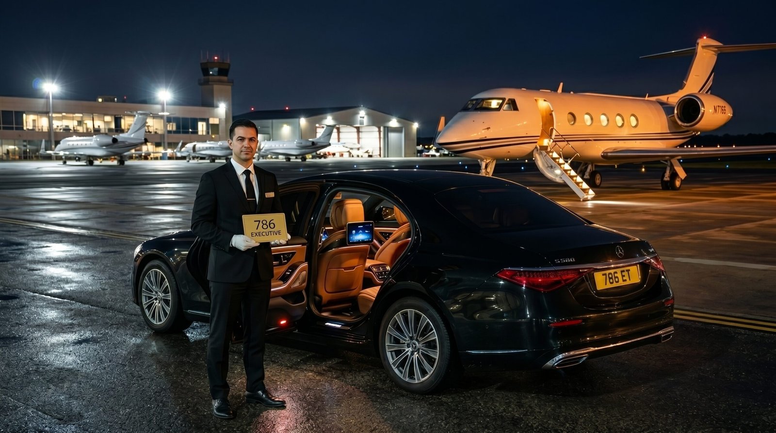 786 Executive Travel Ltd — chauffeur meet at the airport with private jet