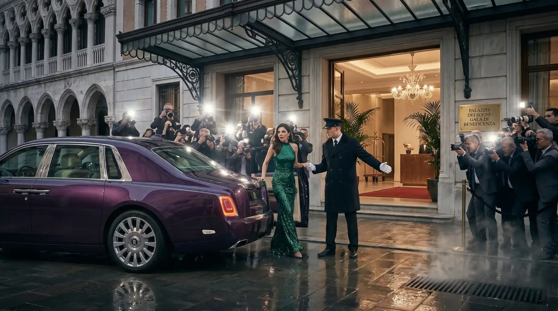 786 Executive Travel Ltd — premium gala arrival with chauffeur and Rolls-Royce at a red-carpet evening event